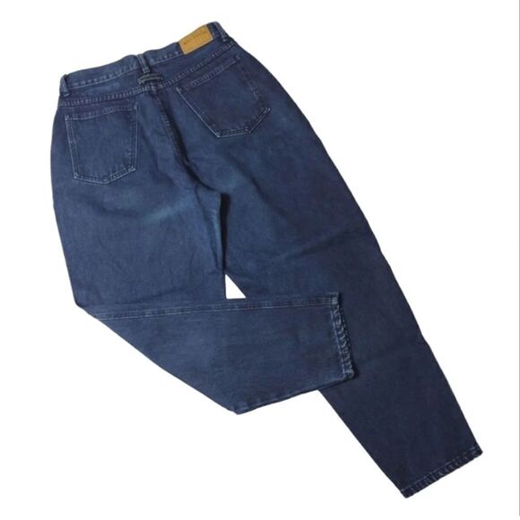 VTG 90s Dark Denim High Rise Tapered Mom Jeans Size 12P *Fits like 8/ Med - Picture 10 of 16